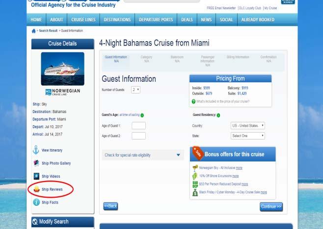 7 Figure 5: The dedicated trip details page hides user rating of the ship in the bottom right corner Closing Thoughts There are several recommendations to the UX team for the Direct Line Cruises