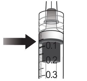 5. Ensure that the plunger rod is drawn sufficiently back when emptying the vial in order to completely empty the filter needle. 6. Remove the filter needle and properly dispose of it.