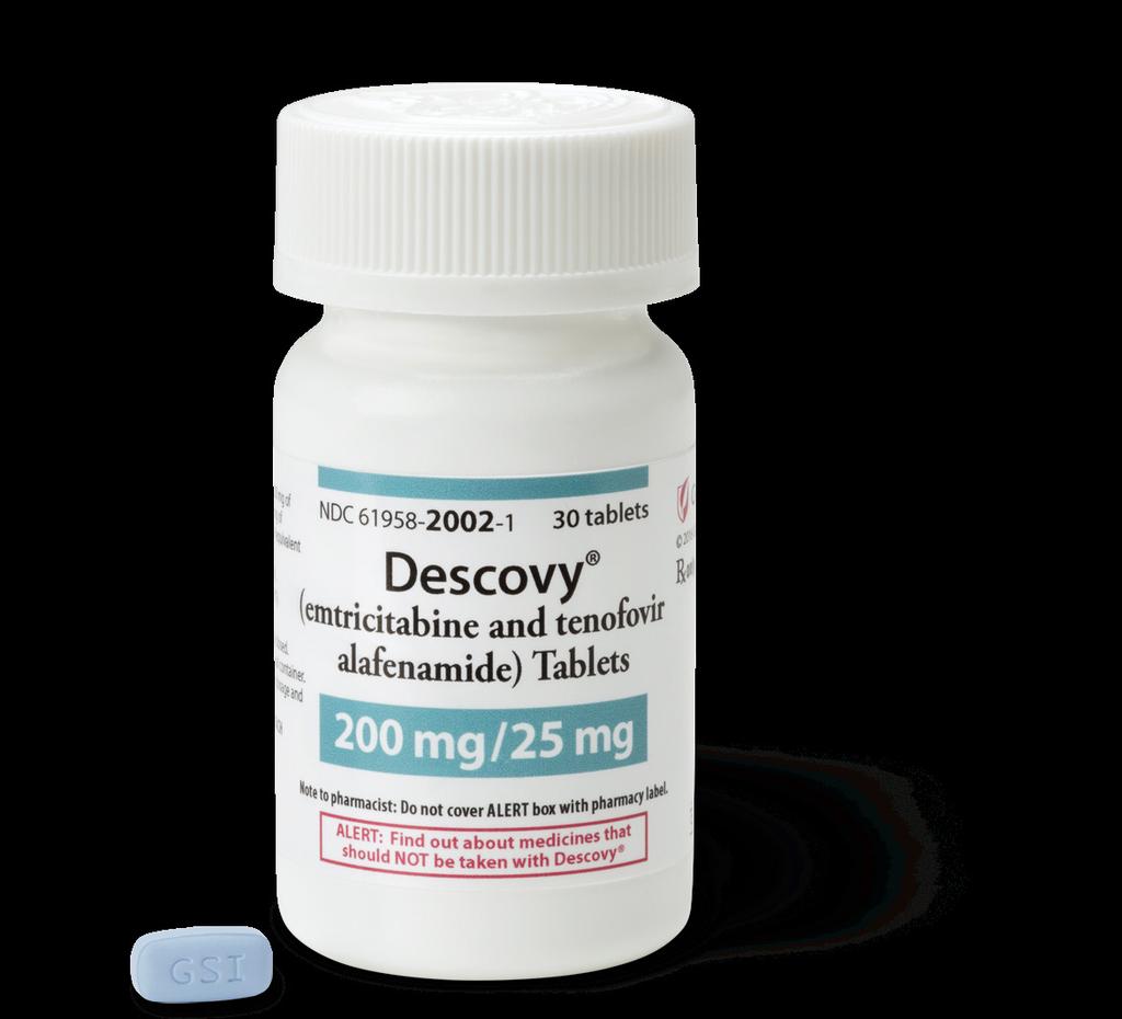DESCOVY SUMMARY OF PRODUCT INFORMATION PRODUCT DESCRIPTION AND DOSAGE FORMS Each DESCOVY tablet contains: Emtricitabine (FTC), 200 mg Tenofovir alafenamide (TAF), 25 mg (equivalent to 28 mg of