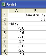Step In EXCEL, create a spreadsheet with the first column showing abilities