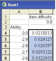 formula, as shown =exp($a4-b$)/(+ exp($a4-b$)) Step 3 Autofill the rest of