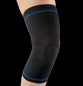 PREMIUM KNIT KNEE STABILIZER 4-way stretch knit provides targeted compression Soft, breathable, moisture-controlling material for all-day comfort Contoured design for a customized fit Side