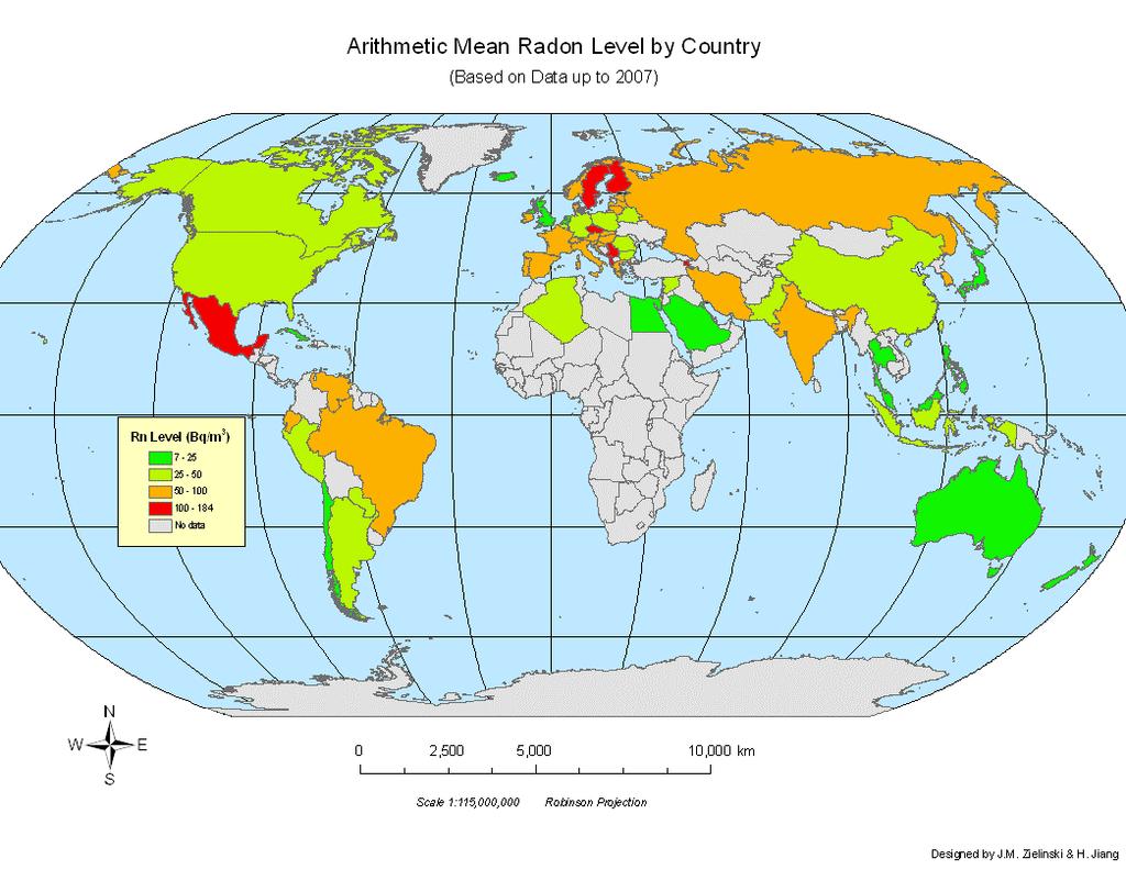 World Radon Map Based on Data to