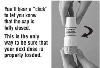 Close the inhaler After you take your medicine it is important that you wipe the mouthpiece with a dry cloth or tissue (do not wash the inhaler; avoid any contact between the inhaler and water) and