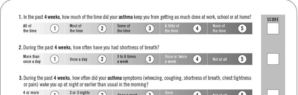 Tools to Assess Asthma Control Asthma