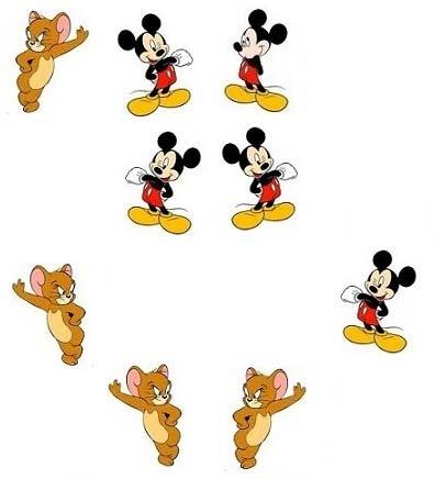 with a fist were repeated while the locations of Mickey pointing up were random.