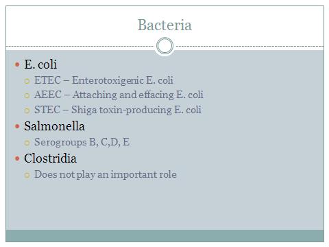 E. coli is a member of the normal gut flora. There are three strains listed that are pathogenic and can be included in the disease process.