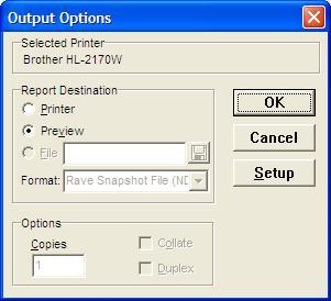 To move to the next step, press. This directs you to the Output Options dialog.