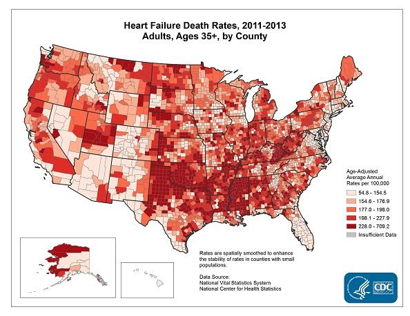 HF Deaths by Geography Characteristics of HF Hospitalizations Over 1 million hospitalizations occur each year in the US Over 500,000 emergency department visits annually