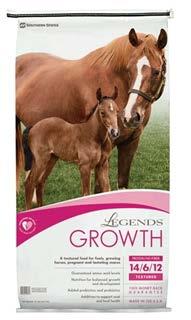 Equine feed: Southern States Legends Growth is a fixed ingredient formula designed to support