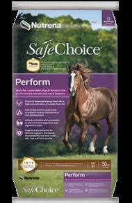 more convenient. SafeChoice Perform is a high-fat, controlled starch formula for performance horses and hard-keepers.