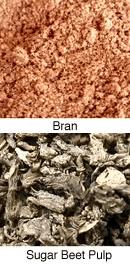 By-Products The by-products of grain production can be used in horse diets. Byproducts are made up of the fibrous stems or hulls of a plant.
