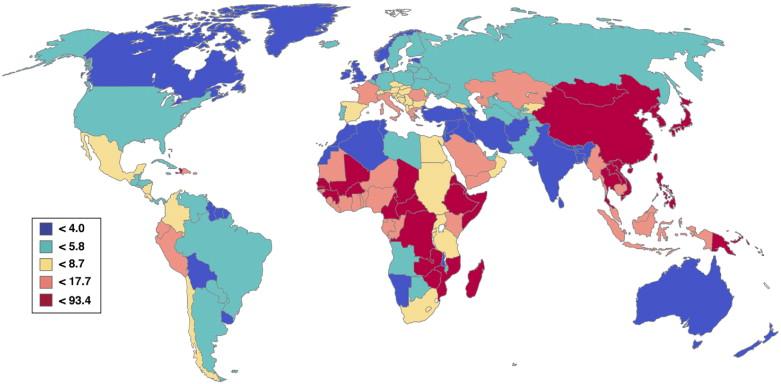 Variations in the mortality rates of HCC (the rates are reported per 100,000 persons) El-Serag and Rudolph, Gastroenterology 2007 Risk Factors for HCC Worldwide,