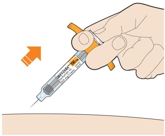 5. Before you remove the needle, check that the syringe is empty. Pull the needle out at the same angle it was injected.