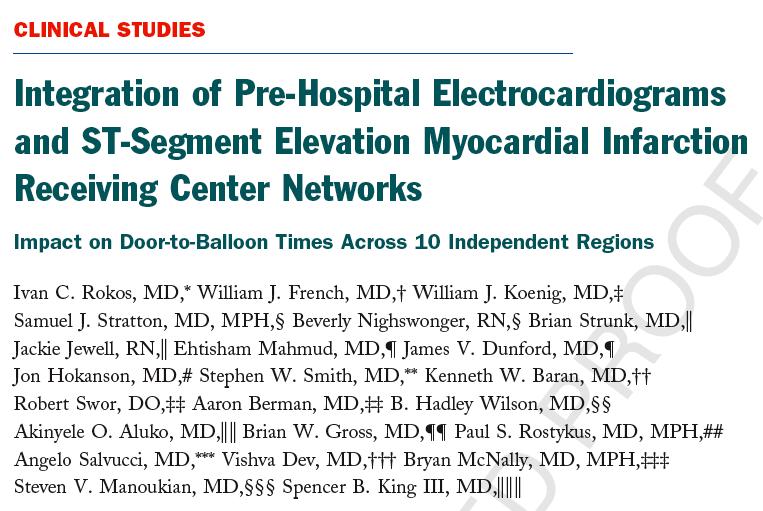 Rokos IC, et al. 2009 JACC CV Intv. 2009;2;339-346. Rokos IC, et al. 2009 JACC CV Intv. 2009;2;339-346. Map of 10 STEMI Networks American American Journal of Cardiology 2007;99:1360-1363 Rokos American Journal IC, et al.
