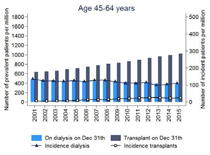 In young prevalent patients renal transplantation is the dominant therapy.