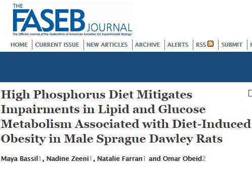 The Role of Phosphorus in Metabolic Syndrome: Insulin Sensitivity and Blood lipids Control Diet