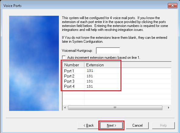 For the Voice Ports, click on the Extension field for each Port number and enter the extension number of the DuVoice SIP Server (defined earlier