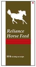 Reliance Horse Feeds 10% and 12% protein levels 3% fat No fillers