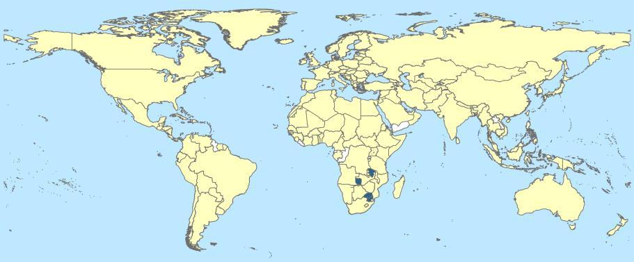 Reported distribution of FMD in 2016 and early 2017, serotype SAT 3 2 countries (data based on reports received up to