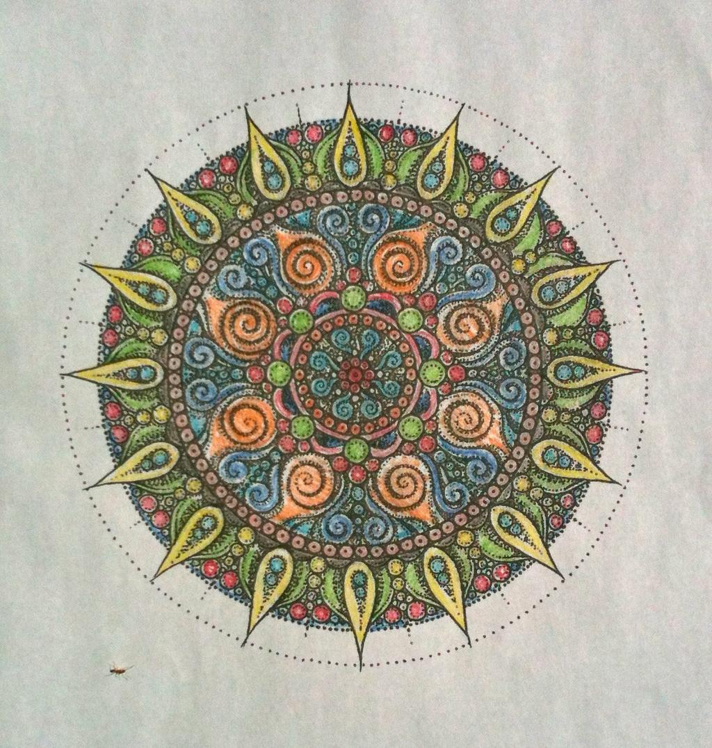 After spending several minutes on this first activity, Jessica was asked to sit, color a mandala (see Figure 17), and practice slow, abdominal breathing to reduce her heightened heart rate.