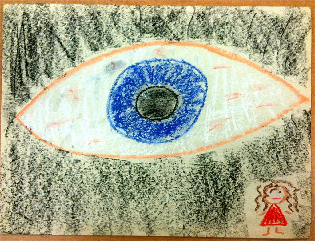 Figure 26. Case 2, session 3 unlikely cognition drawing. Chalk pastels on construction paper; 8.5x11. This photograph shows Aurelia s image of others judging her and her feelings of anxiety.