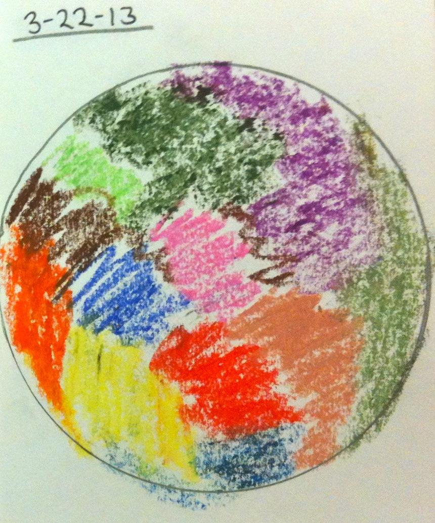 Figure 27. Mandala 3. Chalk pastels on drawing paper, 5x7.