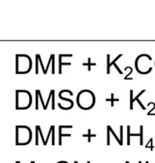 The usee of DMSOO and K 2 CO 3 with 4 led to extremely low levels of
