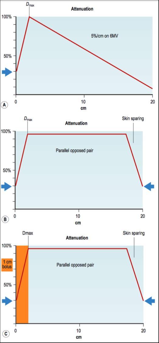 Dosimetry: Measurement of absorbed dose (Gray) Maximum absorbed dose below the skin Attenuation with depth Corrections for air