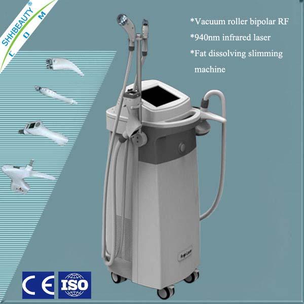 SH911 Vacuum Roller Bipolar RF 940nm Infrared Laser Treatment Principle 1.Infrared laser lowers skin impedance by heating skin and RF energy penetrates deeply into connective tissue. 2.