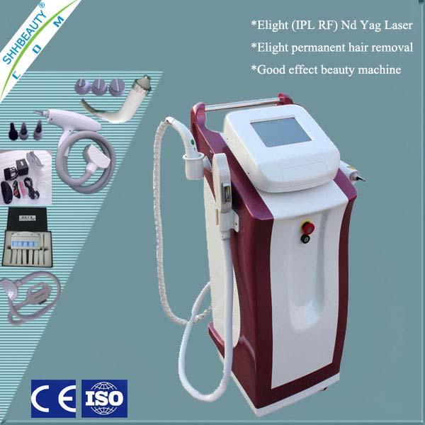 SH1.5 E-light IPL RF Nd Yag Laser Specifications, 1.Wavelength:430nm/480nm/530nm/580nm/590nm/640nm/690nm(optonal) 2.Operating interface:8.4 inch color touch screen Laser:5.1 inch Display screen 3.