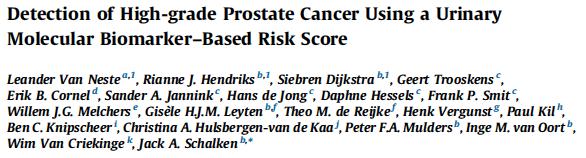 predictor of high- grade disease 98% NPV for GS 7 cancer AUC of 0.