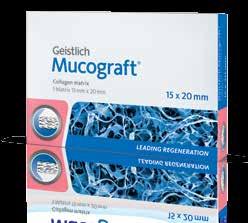 Product Range > Overview > Benefits > Sales Information > Technical Guidelines Product Range Geistlich Mucograft Seal Collagen matrix for soft-tissue regeneration in extraction sockets