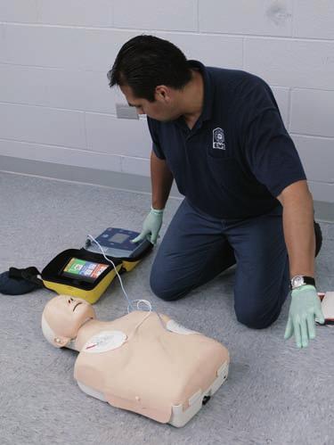 Attach the AED pads to the patient s chest as directed on the pads. 3. Allow the AED to analyze the patient s rhythm.