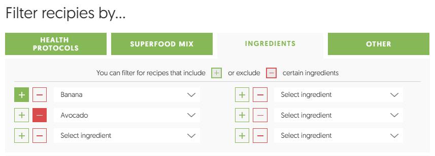 com/recipes 2 Select the health condition(s) you want to focus on (e.g. Fat Loss).