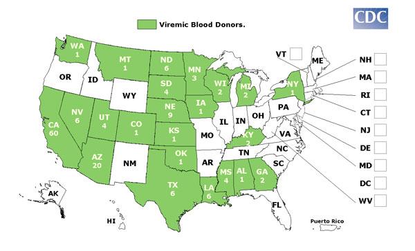 2008 WNV Blood Donor Viremia Centers