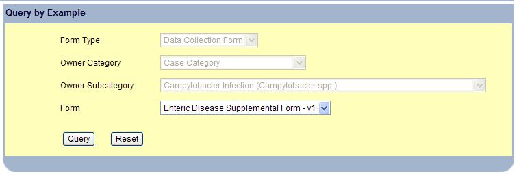 Fig.9.9 Select the QUERY button at the bottom of the Query by Example screen. The system displays the supplemental form and the associated fields. 9.2.