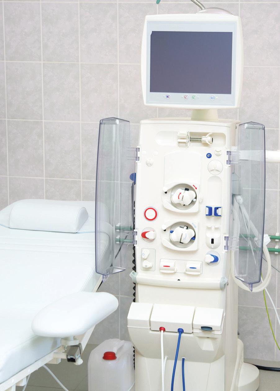 Hemodialysis During hemodialysis, blood is removed from the body and cleaned by a filter called a dialyzer, which acts like an artificial kidney.