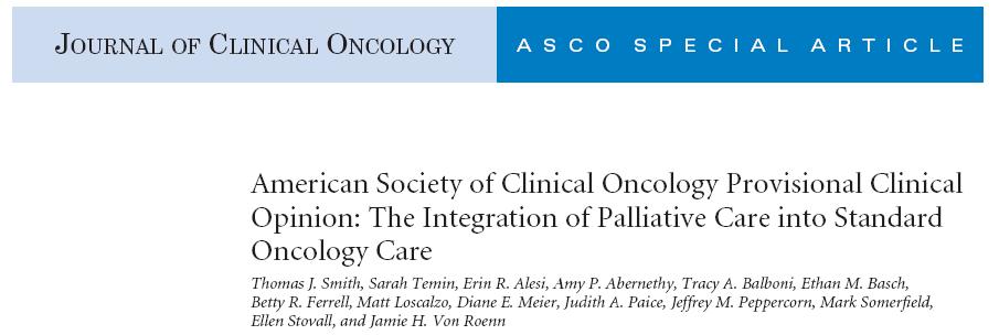 Strategies to optimize concurrent palliative care and standard oncology care, with evaluation of its impact on important