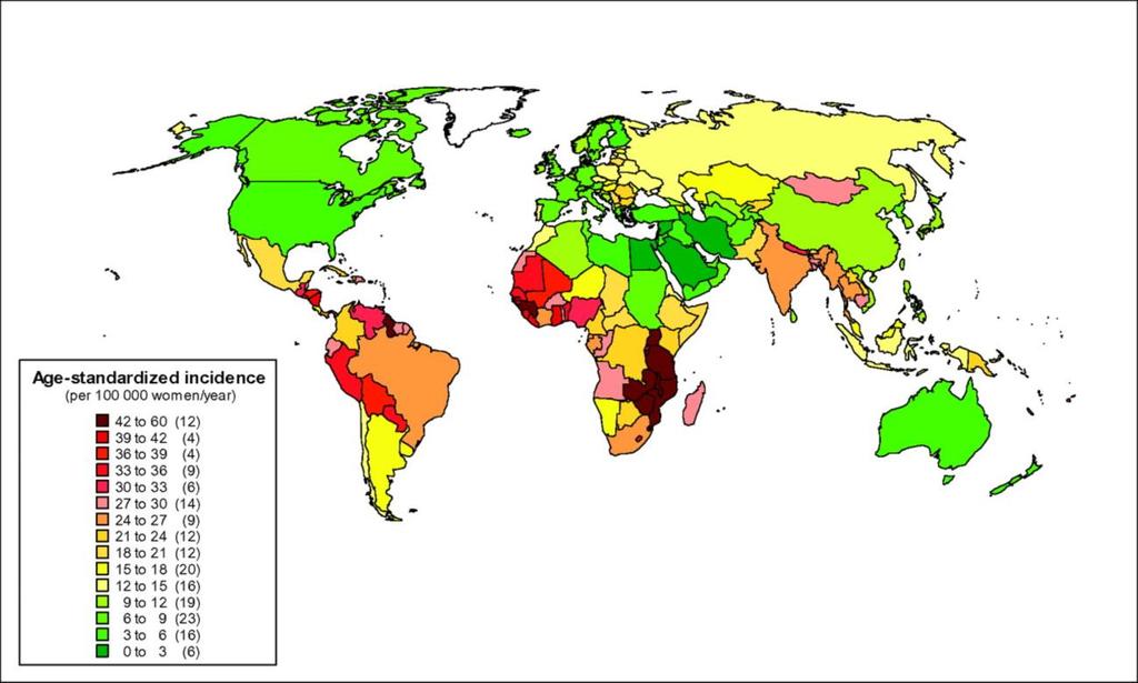 Epidemiology- Global In 2015, 526, 000 women developed