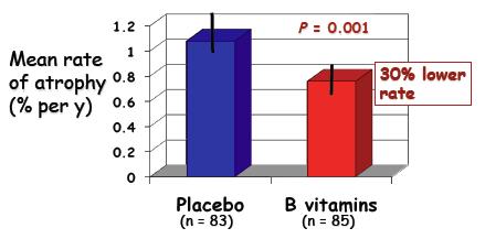 B vitamin treatment slows the mean rates of brain