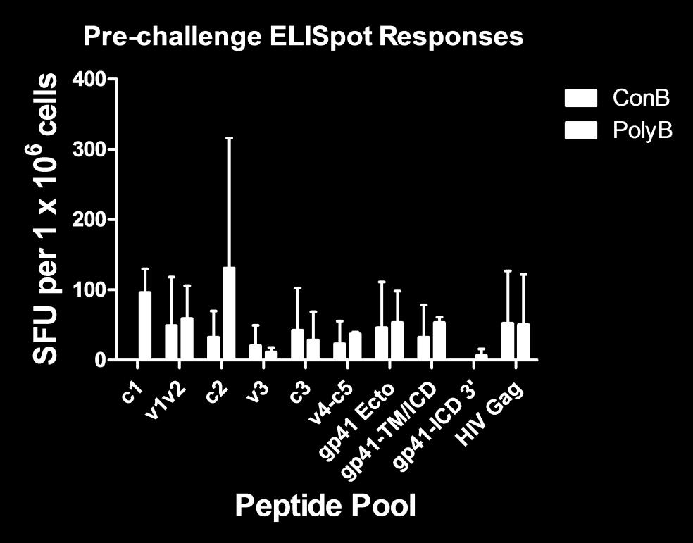 Figure 28 Pre-challenge Cellular Immune Responses. Cellular immune responses were measured for PBMCs isolated two weeks following the final vaccination.