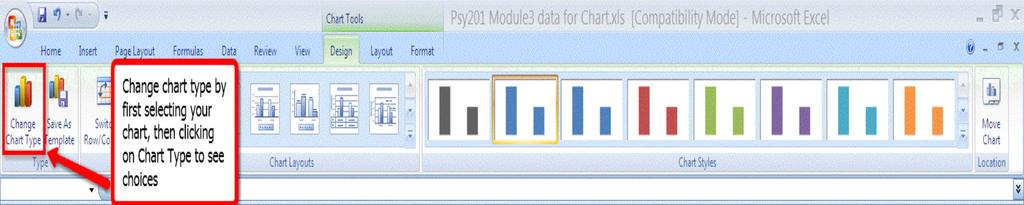 Click on the Change Chart Type button on the left to see all of the available chart types, click on Column, then click OK 5.