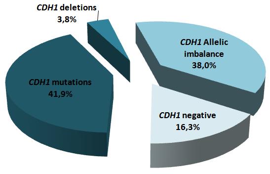 2011 E-cadherin gene (CDH1) is involved in more than 80% of HDGC cases Oliveira O et al, Hum Mol Genet, 2009