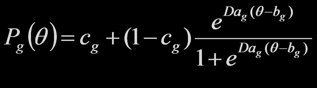 IRT - the generalized model Where a g = gradient of the ICC at the point θ (item discrimination) b g = the ability level