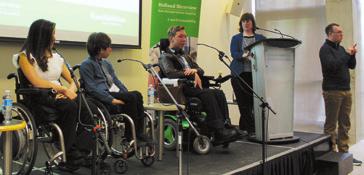 (image 1) YAC chair Julia Kowal facilitated the youth panel, featuring other Holland Bloorview youth, for the ReelAbilities Family