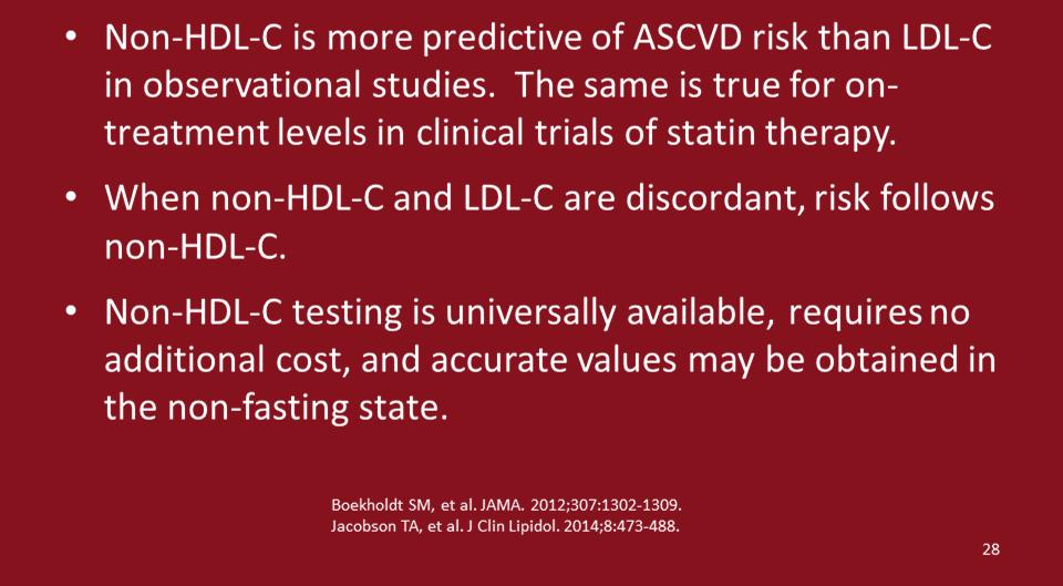 WHAT IS THE ADVANTAGE OF NON-HDL-C