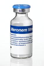 Meropenem / Meronem Indication: invasive gram-positive and gram negative infections ß lactamase producers and pseudomonas aeruginosa MW: 437 Da Protein bndg: 2 % VOD: 0.