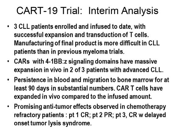 CD19 CAR Protocol: Status Patient #3: Delayed Tumor Lysis Syndrome 3.