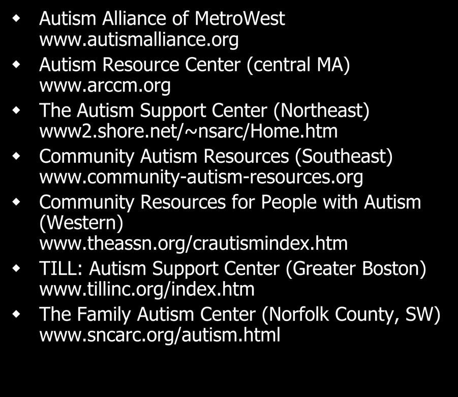 htm Community Autism Resources (Southeast) www.community-autism-resources.